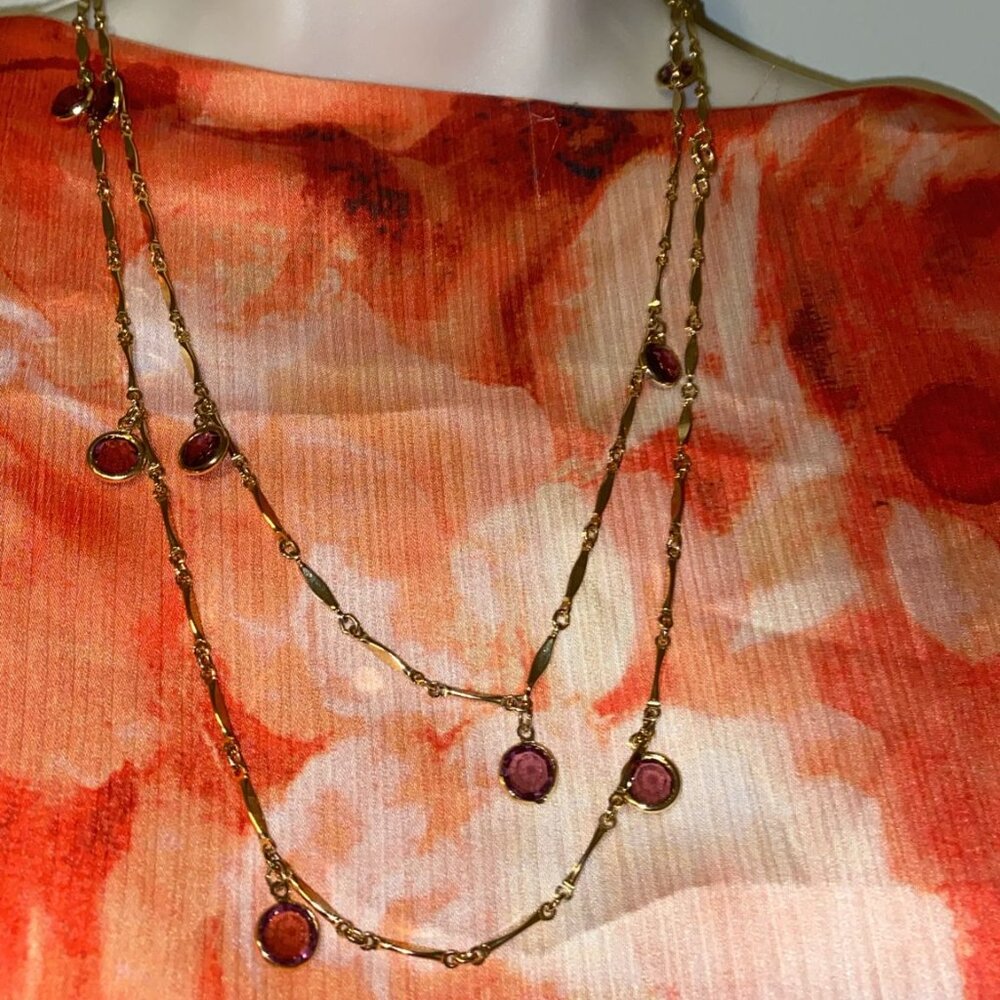 Vintage Swarovski Round Bezel Amethyst Crystal Necklace - Picture 3 of 4